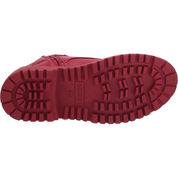 Women's Red Orana Ankle Boots Faux Leather Imported Side Zipper Combat Boots - Picture 4 of 8